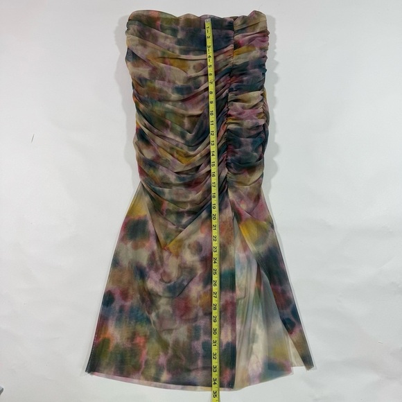 Anthropologie Slim Printed Ruched Midi Skirt Multicolor Mesh Y2K - Picture 7 of 7